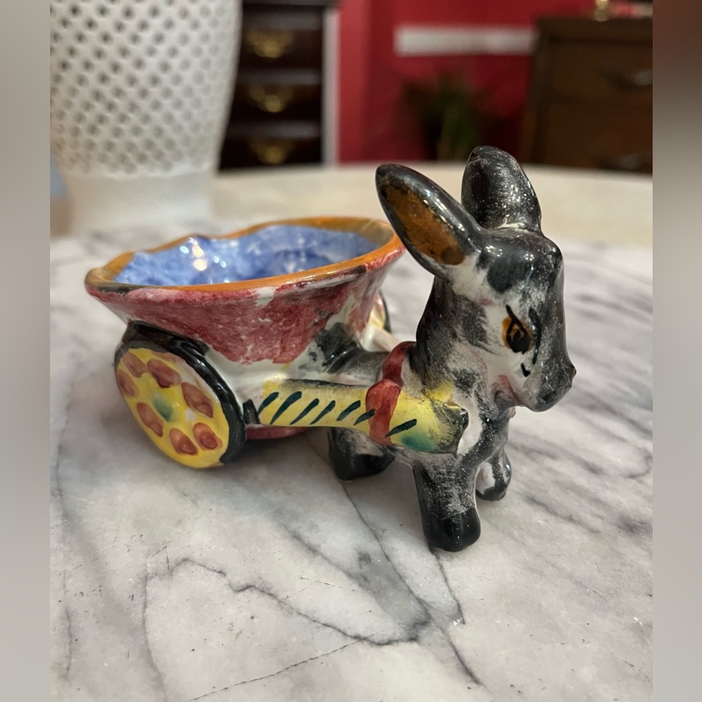 Vintage Bitossi Italy Signed Ceramic Donkey Planter 1950s Etruscan Collectible